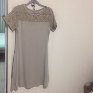 Cotton crotchet bodice beige knit Dress